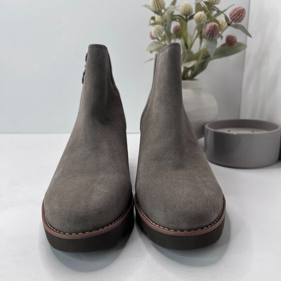 Vionic Hazal Wedge Ankle Boots Zip Up Stone Suede Arch Support Women 9.5 NWOB - Picture 2 of 10